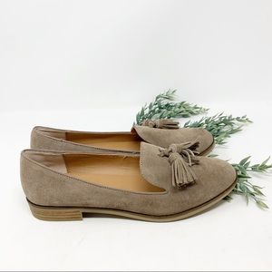 STEVE MADDEN ALORE TAUPE LEATHER LOAFERS